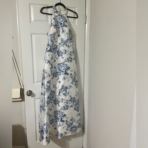 Dessy Group Blue Floral Bridesmaid Dress